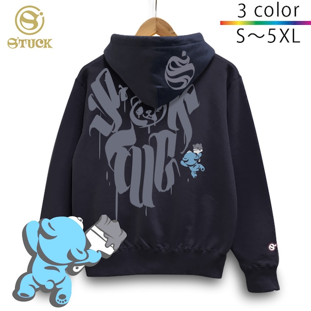 らくがきクマジップパーカー メンズ レディース パイル裏地 10オンス 大きいサイズ 5XLまで 全７色 秋冬春 3シーズン使える 送料無料