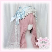 ♡【全5色】ヴェール別売り ぽんぽん付き ダブルリボン フリルレースヘッドドレス pink ♡