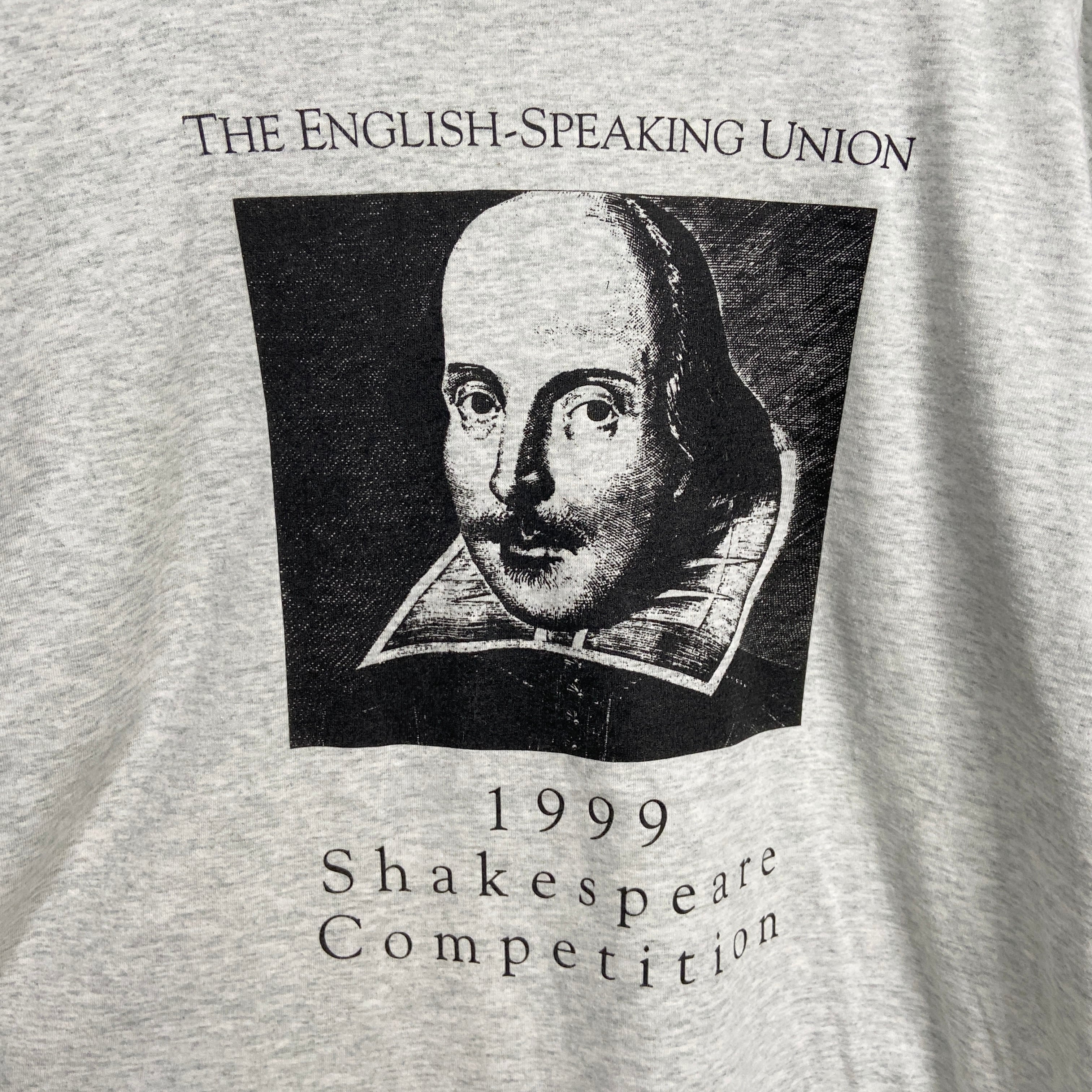 90s シェイクスピア 偉人Tシャツ 肖像画T プリントT 霜降りグレー XL