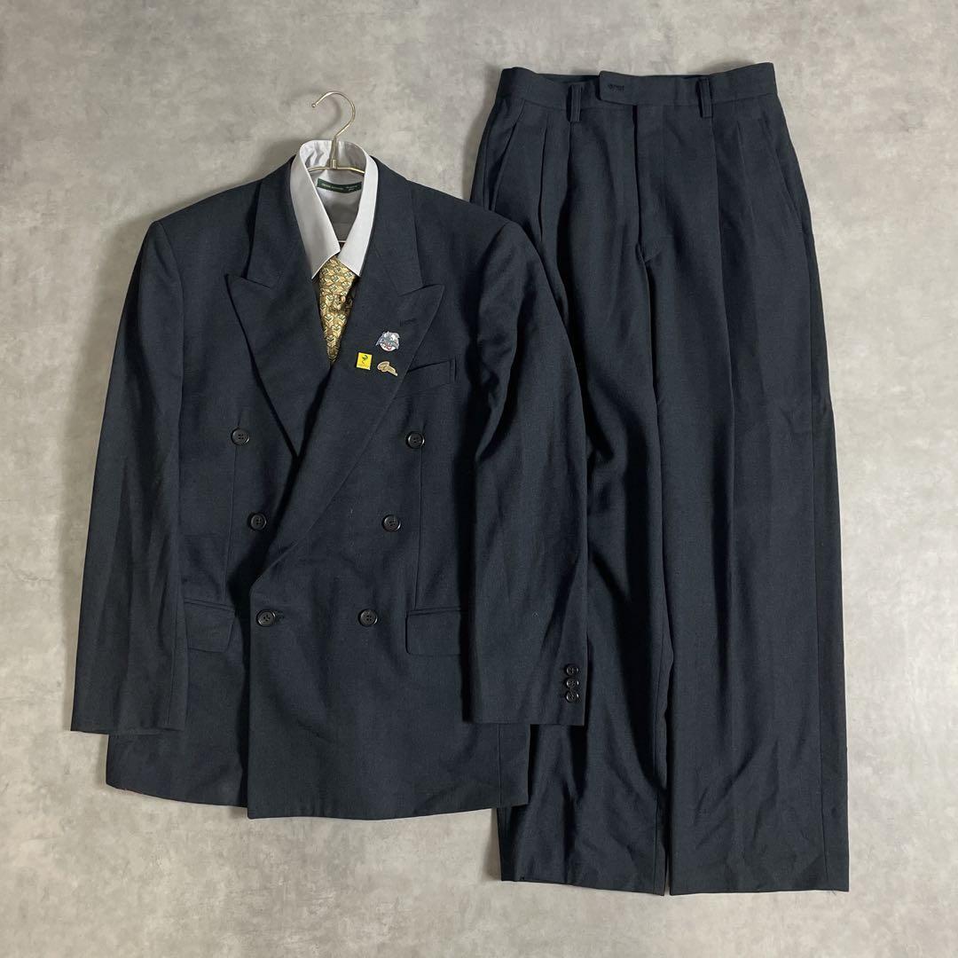 90s vintage スーツ ダブル セットアップ ピンズ vol.29黒白黄