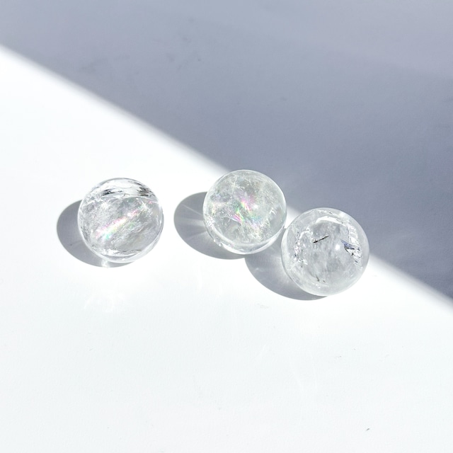 クリア(クラック)クォーツ スフィア 3個 set11◇ Clear Quartz ◇ 天然石・鉱物・パワーストーン・インテリア