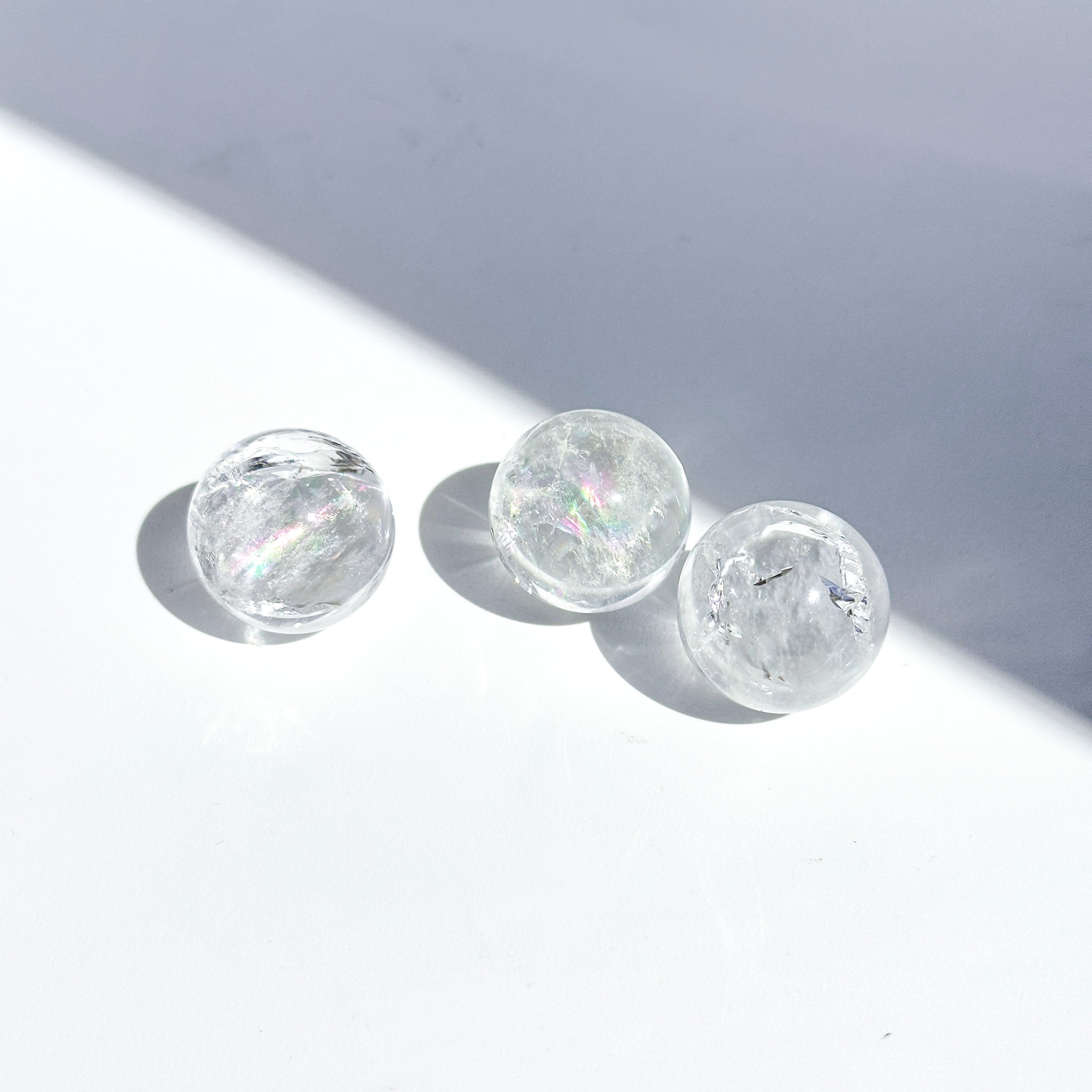 クリア(クラック)クォーツ スフィア 3個 set11◇ Clear Quartz ◇ 天然石・鉱物・パワーストーン・インテリア