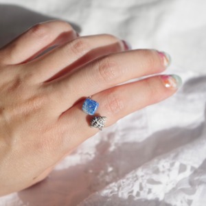 Seaside Walk〈貝殻×ラピスラズリ〉フリーサイズリング