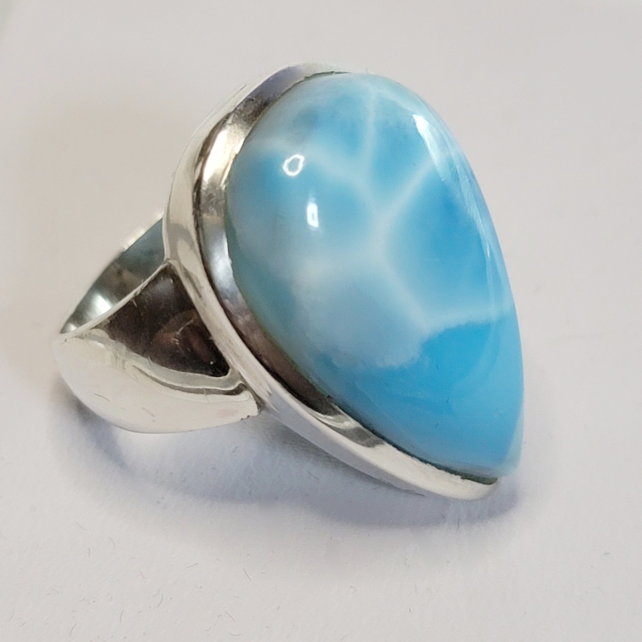 高品質 ラリマー 大粒リング 18号 silver925 天然石 | mermaid stone 