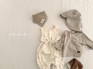 【valu bebe】ソフトパイル地リブオールインワン クリーム 70〜80cm