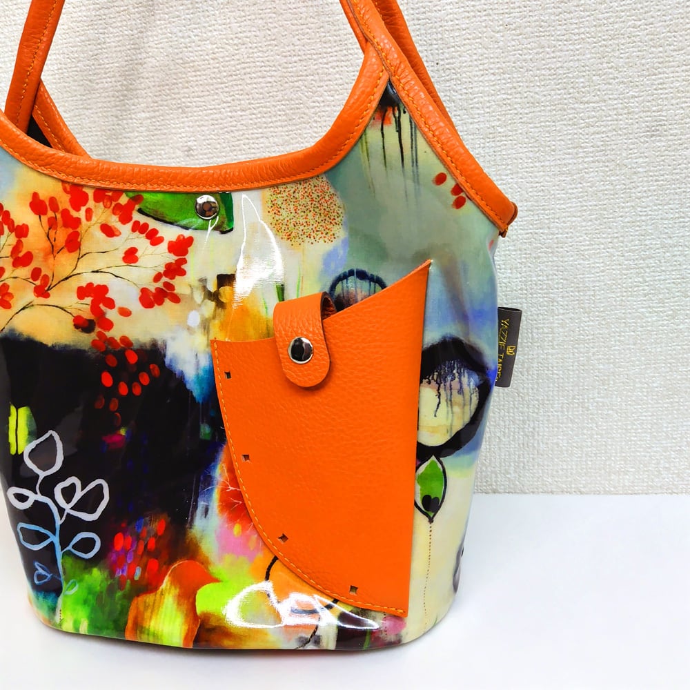一点物 作家作品 バッグ 一点もの・完成品トートバッグ「COLT」(M) 「abstract(A))」×オレンジ
