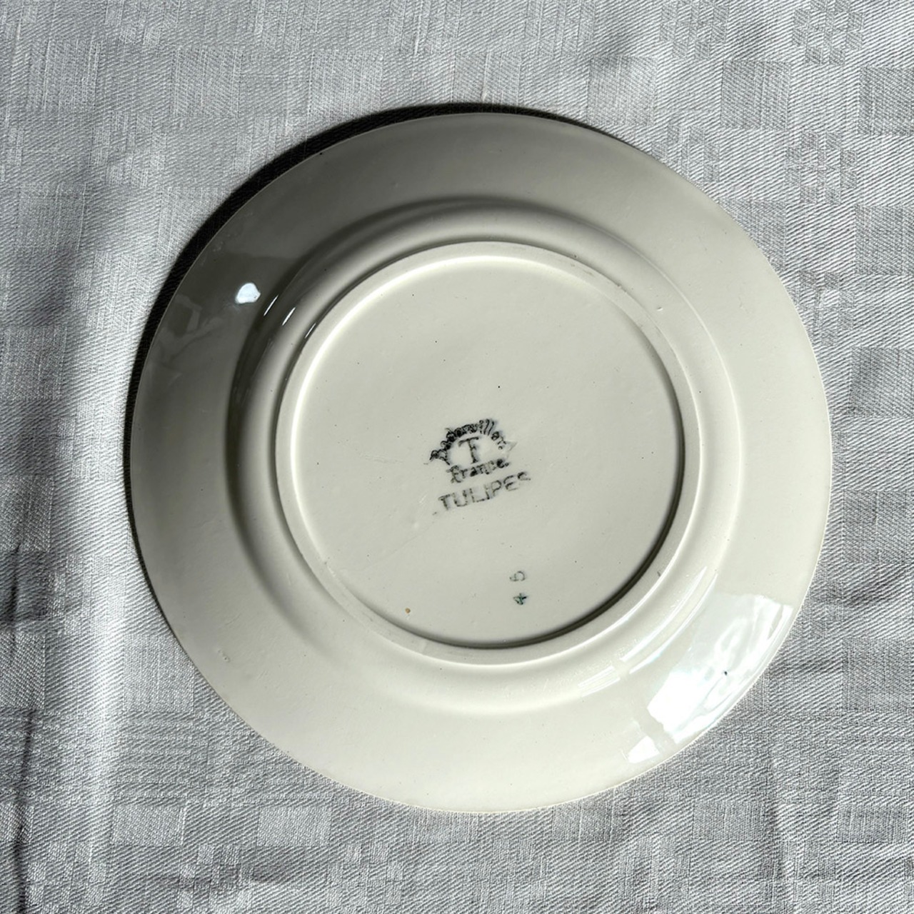 プレート　バドンヴィレ―　デザート　ケーキ　パン チューリップ　ステンシル模様　Badonviller　19twe19-2