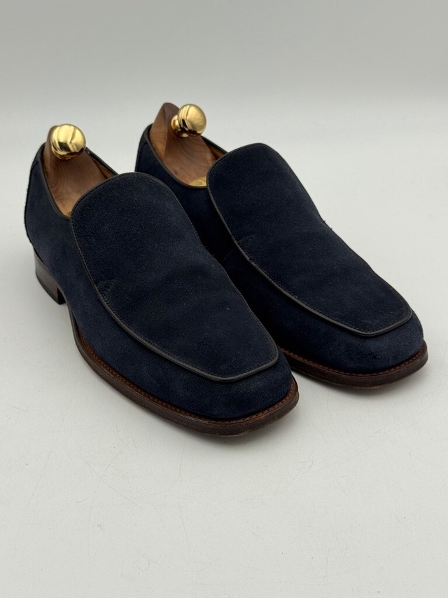 アルフレッドサージェント Alfred Sargent UK7.5 約26cm ネイビー スエード スリッポン ローファー