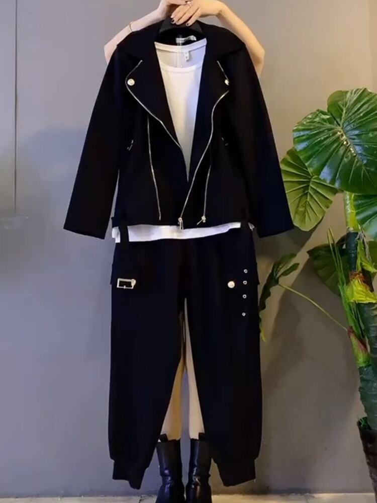 スプリングジッパートップス カジュアル ストリート 大きめサイズ 春物 ミックスインファッション27626181425