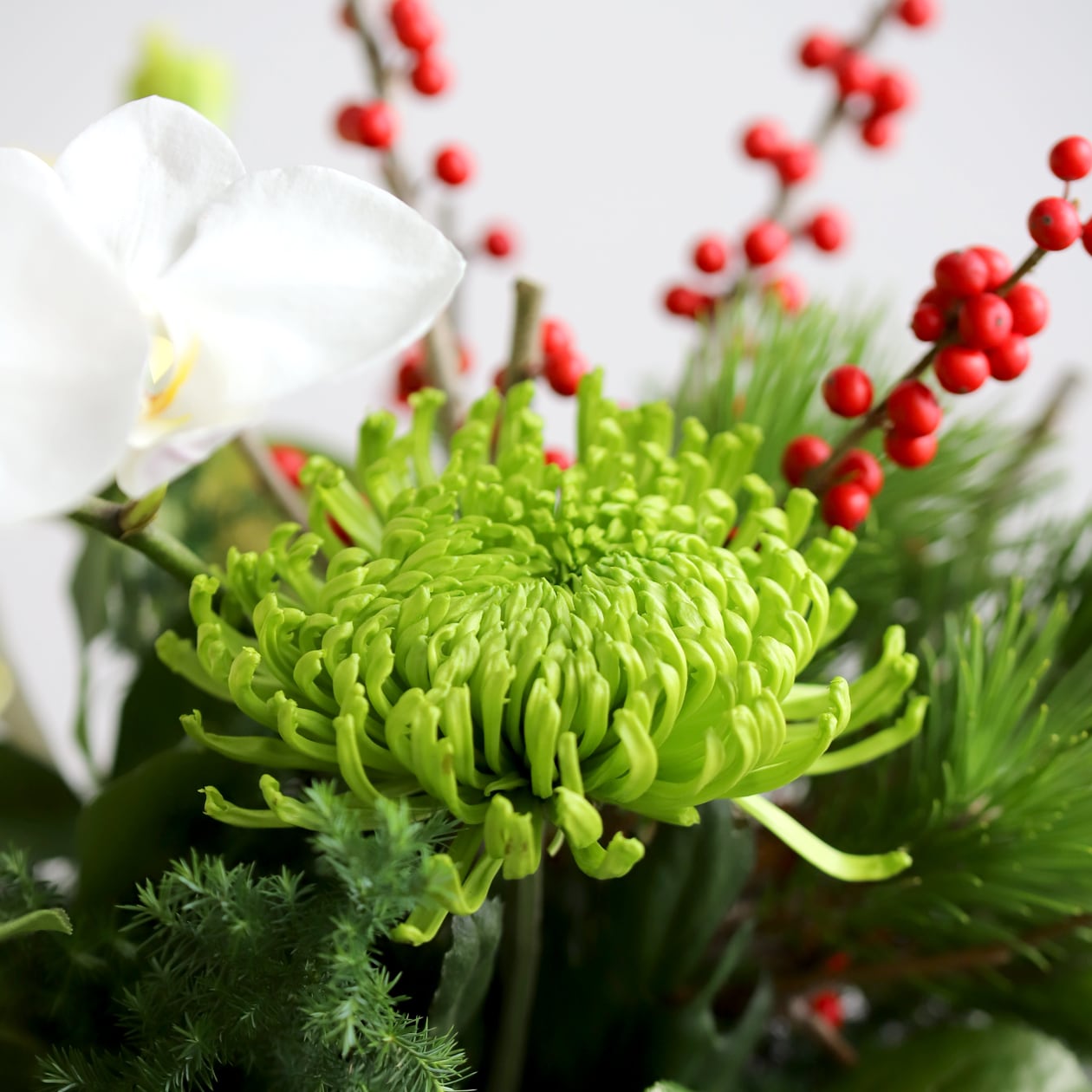 年明け発送】素敵に飾れるお正月ブーケ単品 -紅白- | 花工房あげたけONLINE
