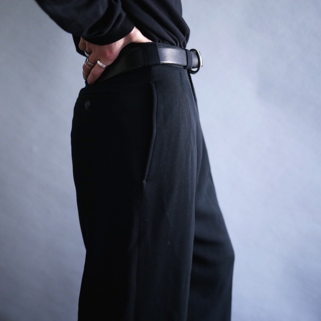 "GIORGIO ARMANI" 2-tuck tapered silhouette black wide slacks（made in italy）