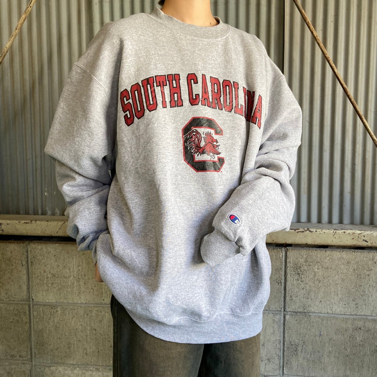 Champion チャンピオン ECO カレッジロゴ スウェット メンズL 古着 SOUTH CAROLINA グレー トレーナー 【スウェット】 |  cave 古着屋【公式】古着通販サイト