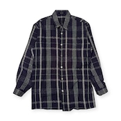 90s RAIKA NEW BASIC ライカ チェック 長袖シャツ M/ネイビー×グリーン系 メンズ ビンテージ
