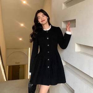 Fake two-piece flared dress【H00491】