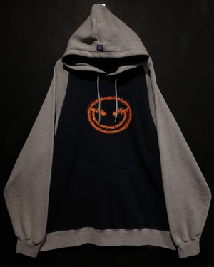 【WEAPON VINTAGE】Fire Pattern Smily Print Design Vintage Loose Sweat Hoodie