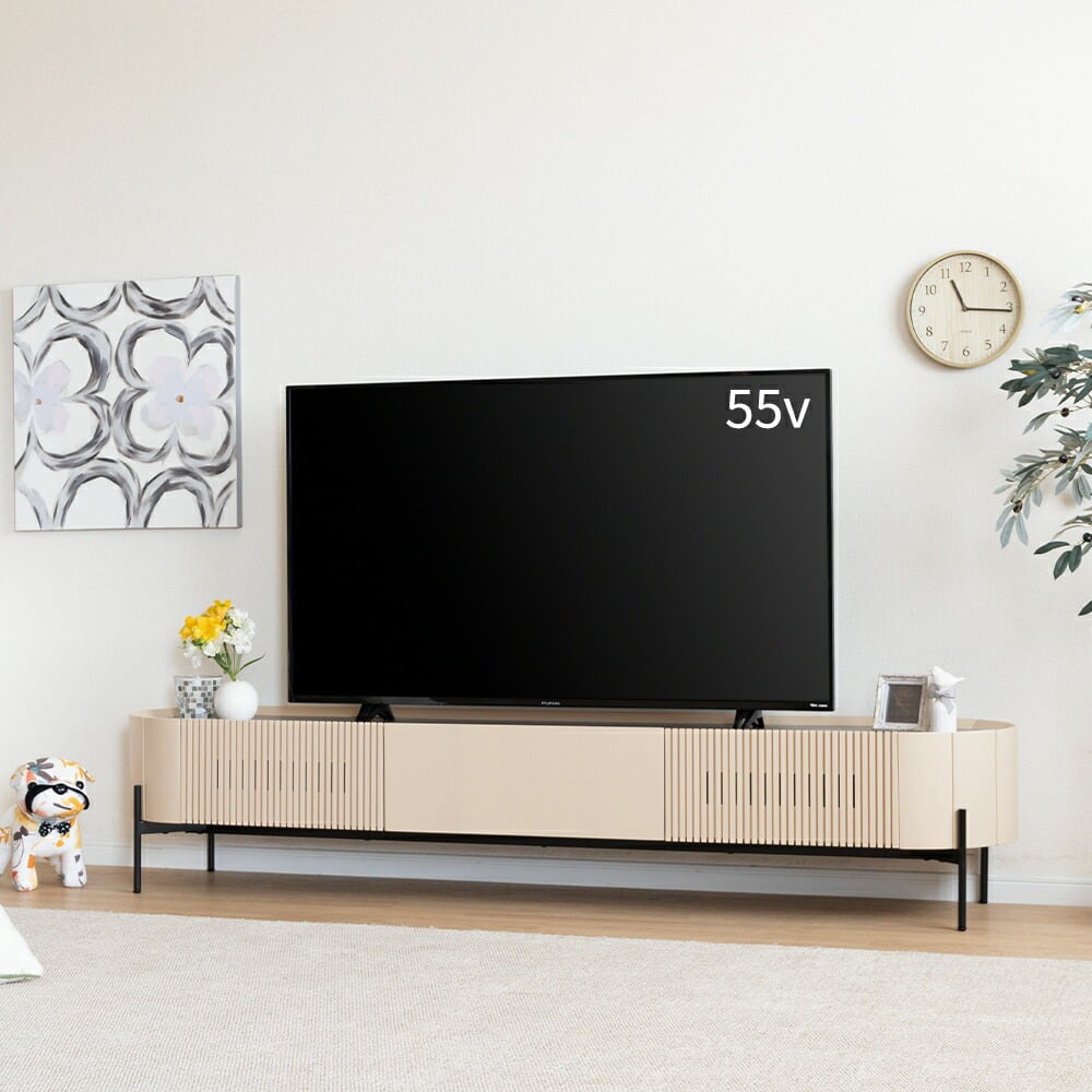 テレビボード 200cm テレビ台 ローボード 200cm 60インチ 60型 収納 棚 丸い テレビボード