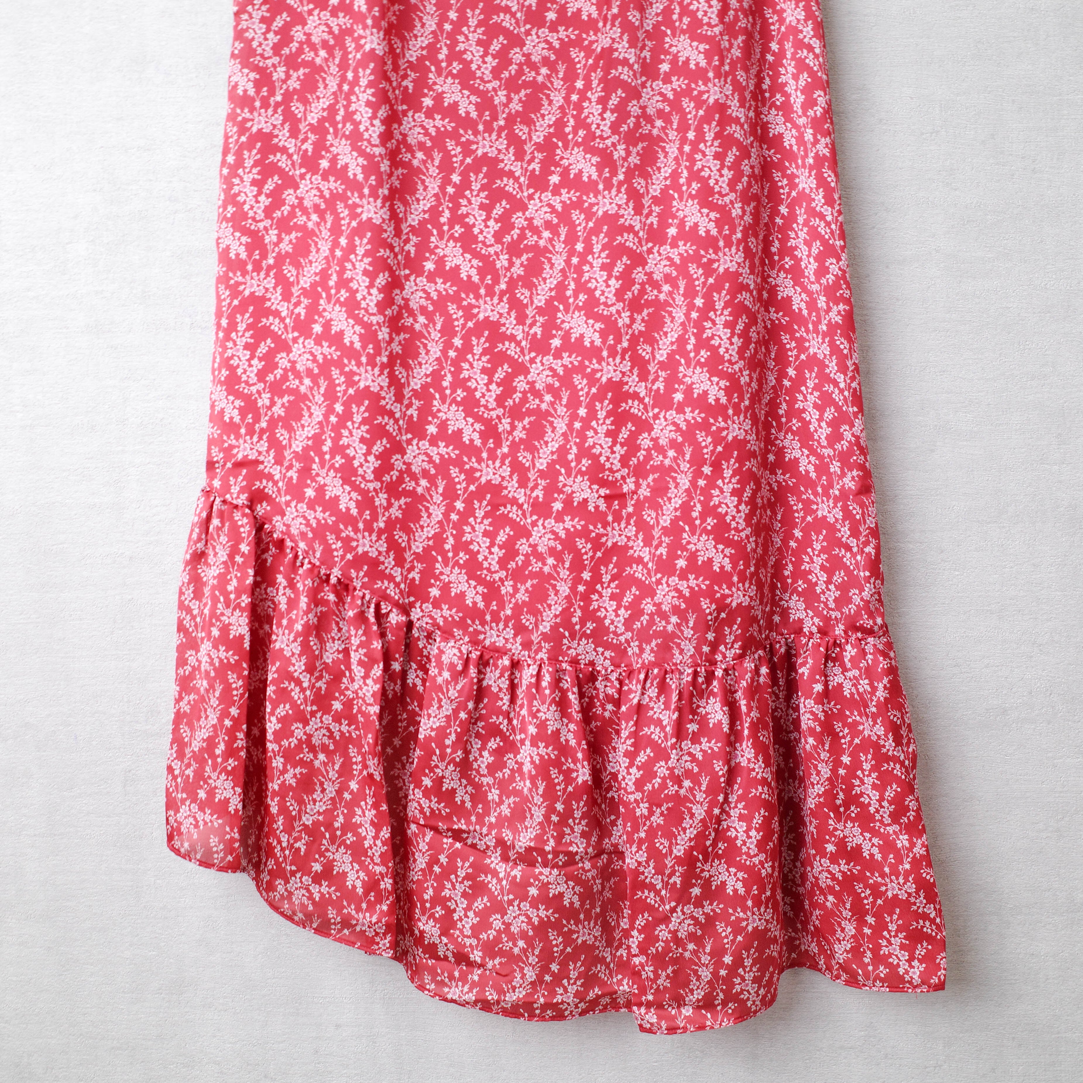 [NEW] CLANE	FLOWER FRILL SKIRT 16109-6001 RED