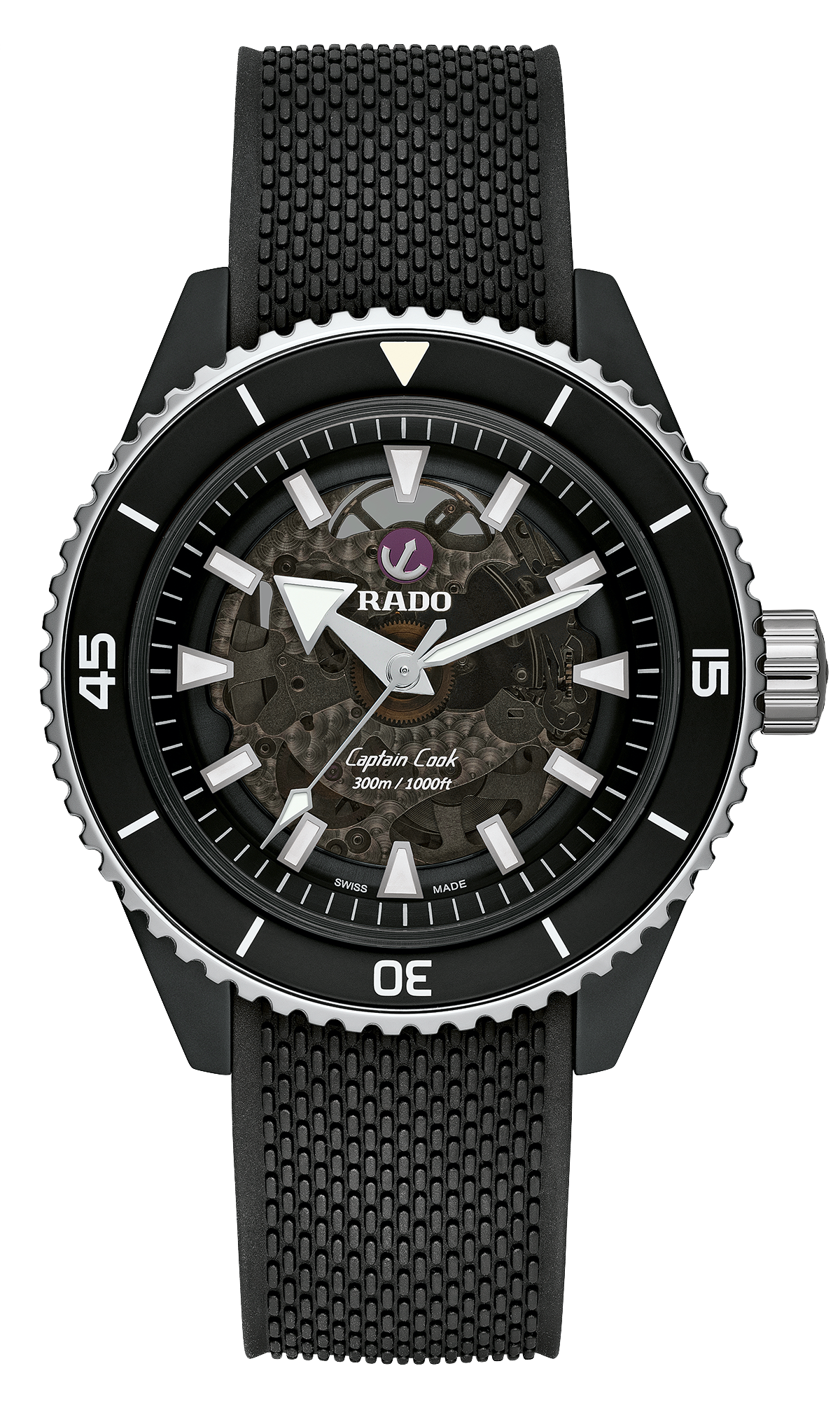 【RADO ラドー】Captain Cook High-Tech Ceramic キャプテンクック ハイテクセラミック（ブラックラバー）／国内正規品 腕時計