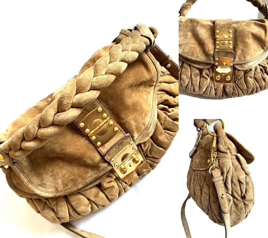 美品 名作 MIUMIU ミュウミュウ マテラッセ ロゴ 2way レザー