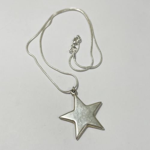 Old 925 Silver Big Star Pendant Necklace