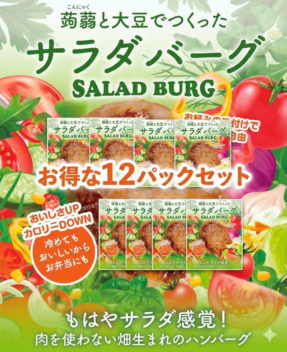 【常温】お得な12パックセット!サラダバーグ(大豆ミートハンバーグ)加熱済み・ヘルシー惣菜
