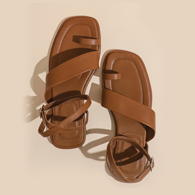 スクエアトゥフラットサンダル K0040