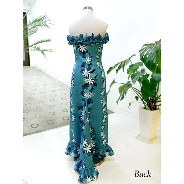 u'ino! ハワイ ベロア ドレス グリーン S フラダンス 衣装 フラダンス