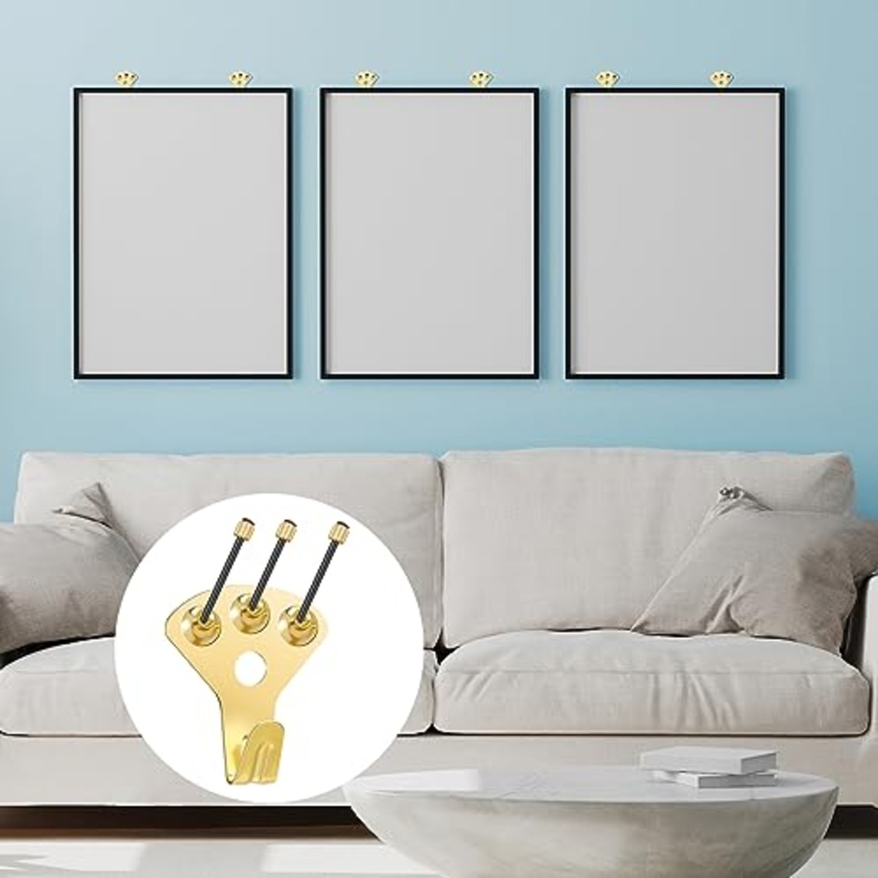 girldate 壁掛けフック(10個入り)釘付き 安全荷重34kg 多機能フック 石膏ボード 壁傷付けない 錆びにくい 落下防止 絵画 額縁 時計 服掛け用(ゴールド)