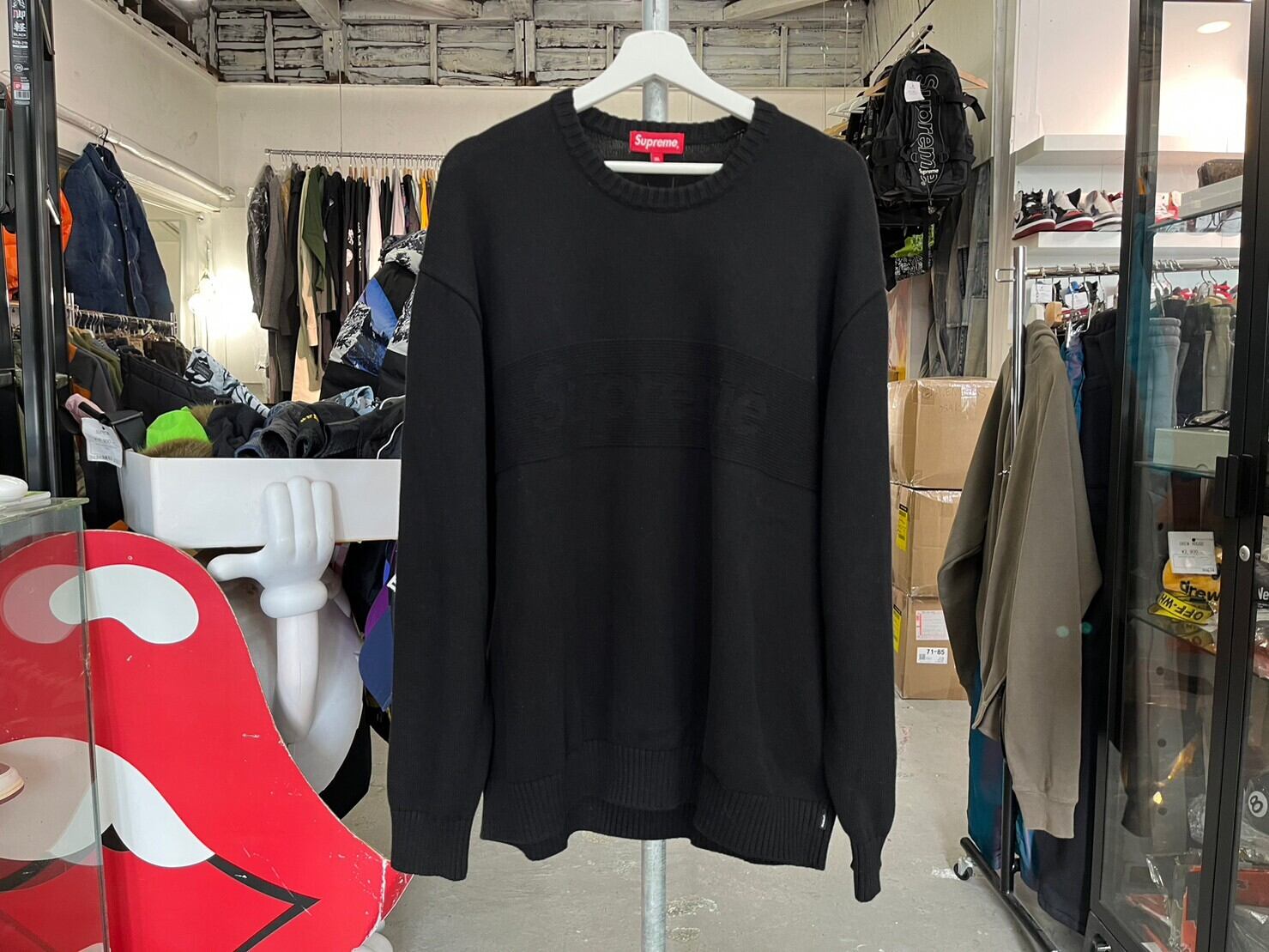 Supreme TONAL PANELED SWEATER BLACK XL 72381 | BRAND BUYERS OSAKA