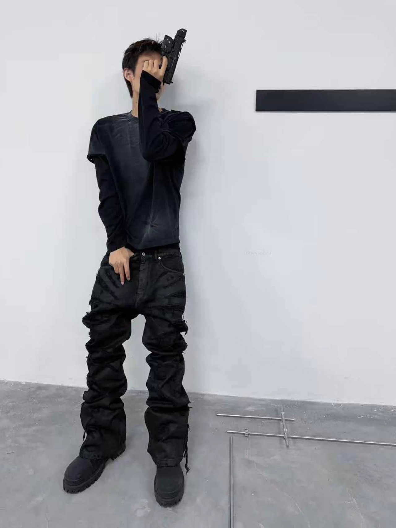 【CinderVein】Layered Distressed Long Sleeve T-shirt