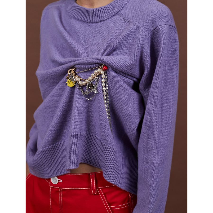 MERYLL ROGGE DRAPED CARDIGAN W BROOCH LILAC | AYIN MERYLL ROGGE DRAPED CARDIGAN W BROOCH LILAC | AYIN