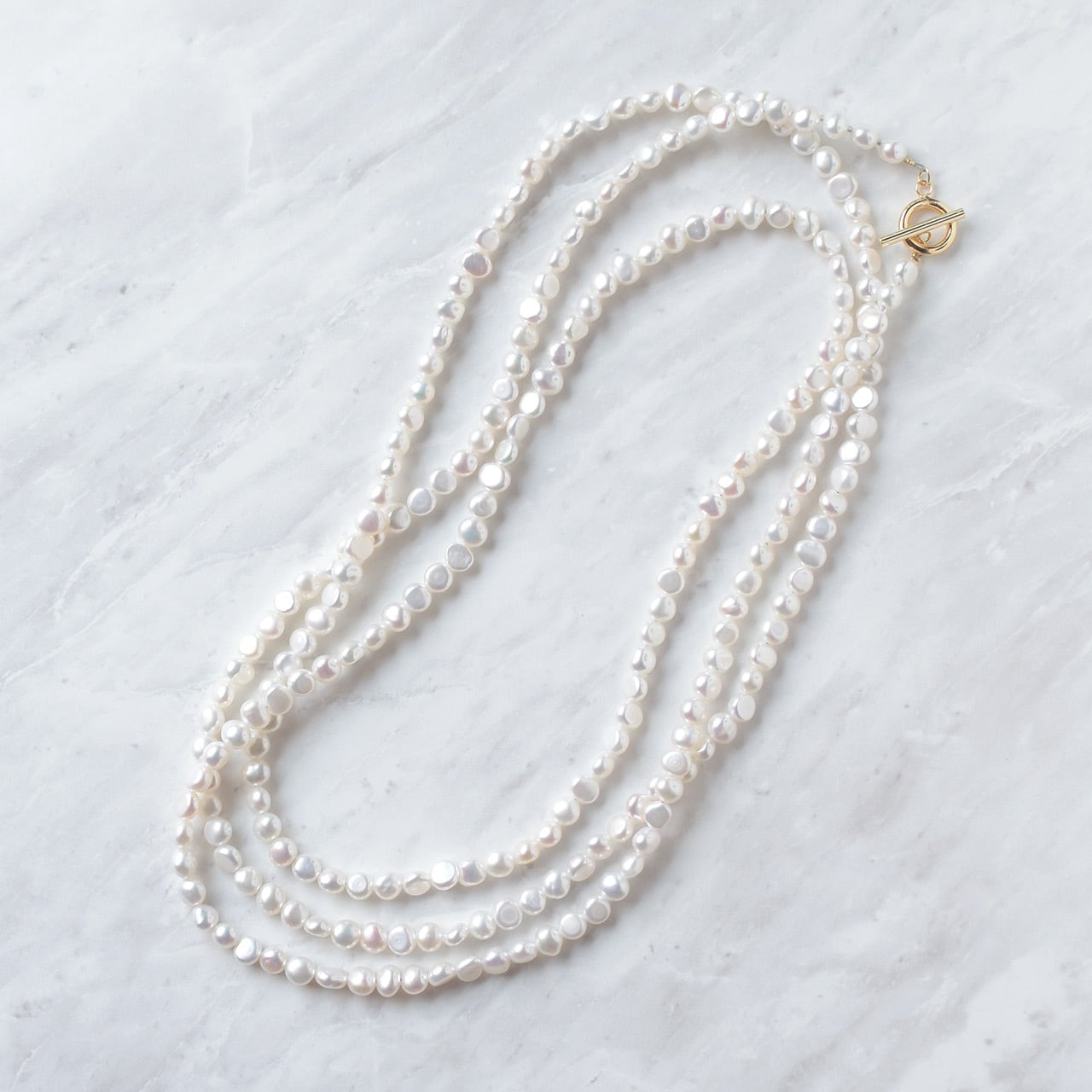 120cm ロングネックレス 淡水バロックパール / 約5.0mm 小粒パールが