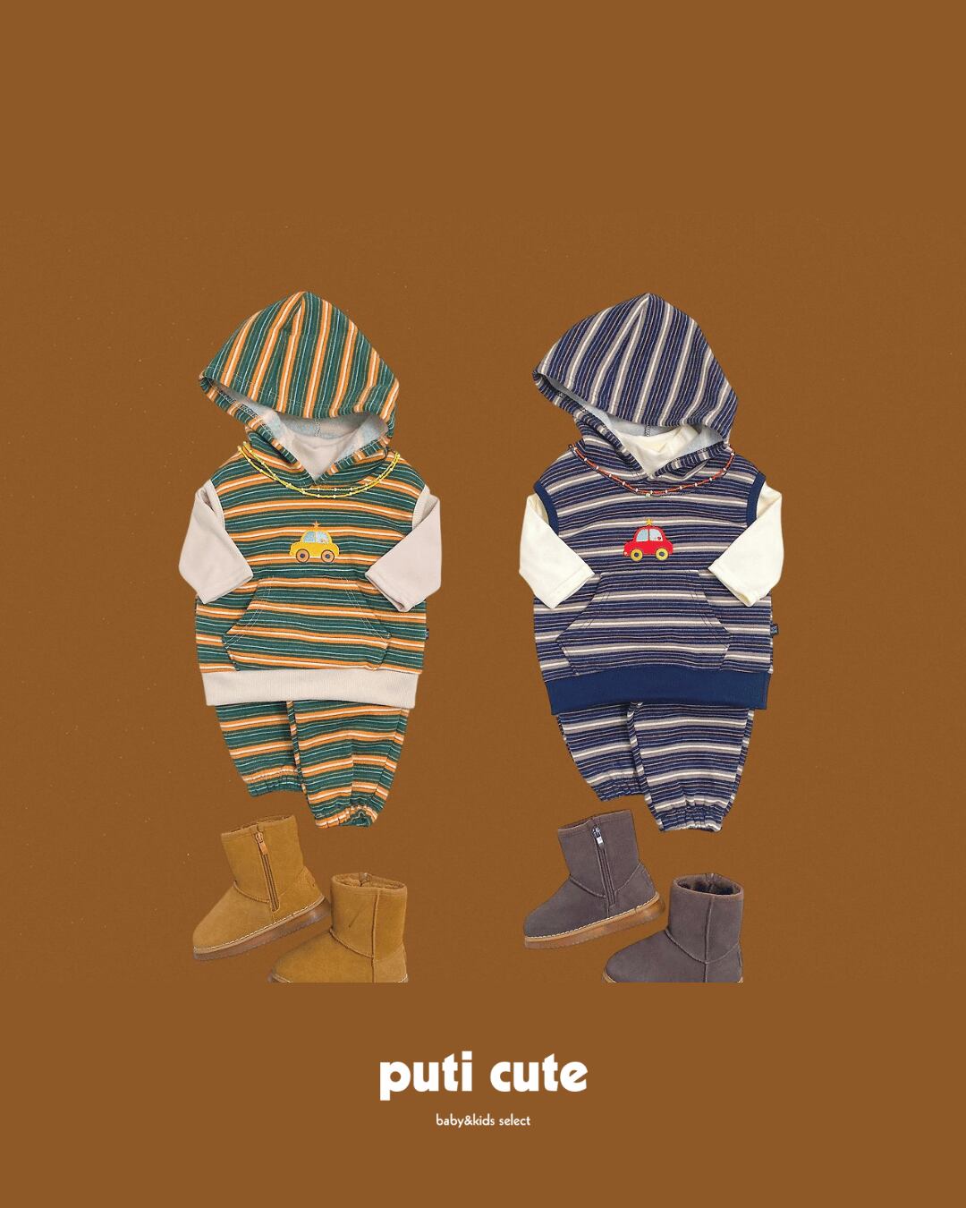 80-120 ꒰ 予約 ꒱ Little car hoodie set / oottbebe ⸝⋆