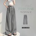 ワイドパンツ レディース 夏 ギンガムチェック チェック柄 ロングパンツ 綿麻風パンツ ワイド ロング丈 ウエストゴム ズボン 大きいサイズ 体型カバー ゆったり カジュアル きれいめ 薄手 着痩せ