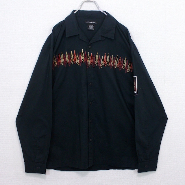 【Caka act2】Fire Pattern Embroidery Vintage Loose Shirt Jacket