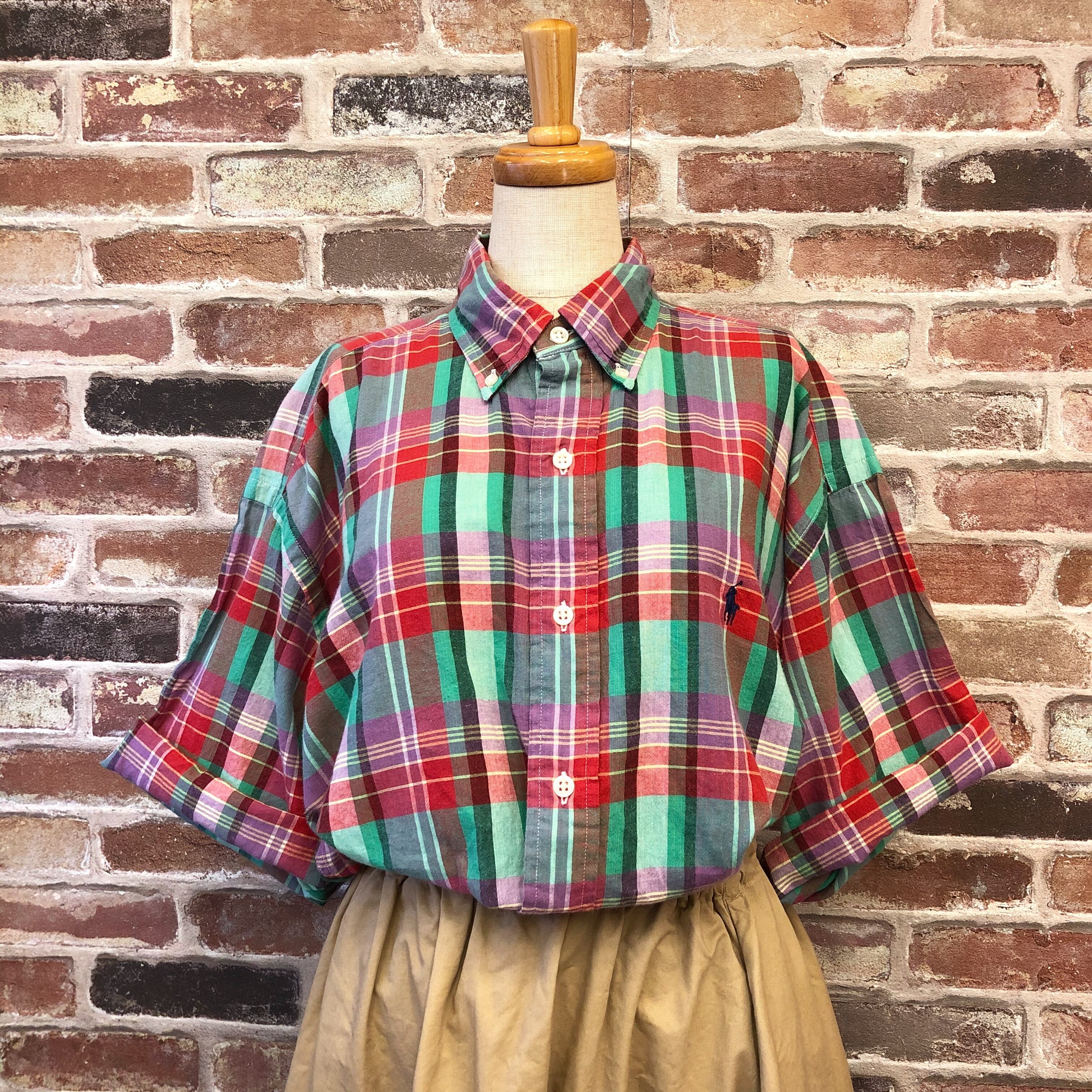 RALPH LAUREN Check Green×Red Shirt