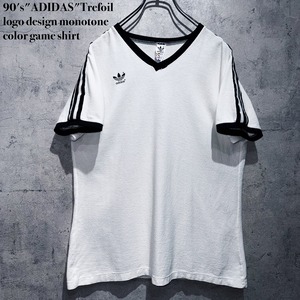 90's"ADIDAS"Trefoil logo design monotone color game shirt