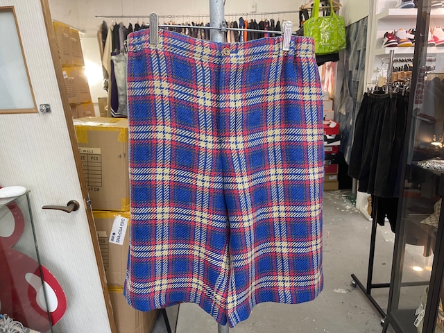 GUCCI LINEN PLAID SHORT BLUECHECK 46 630590 36189