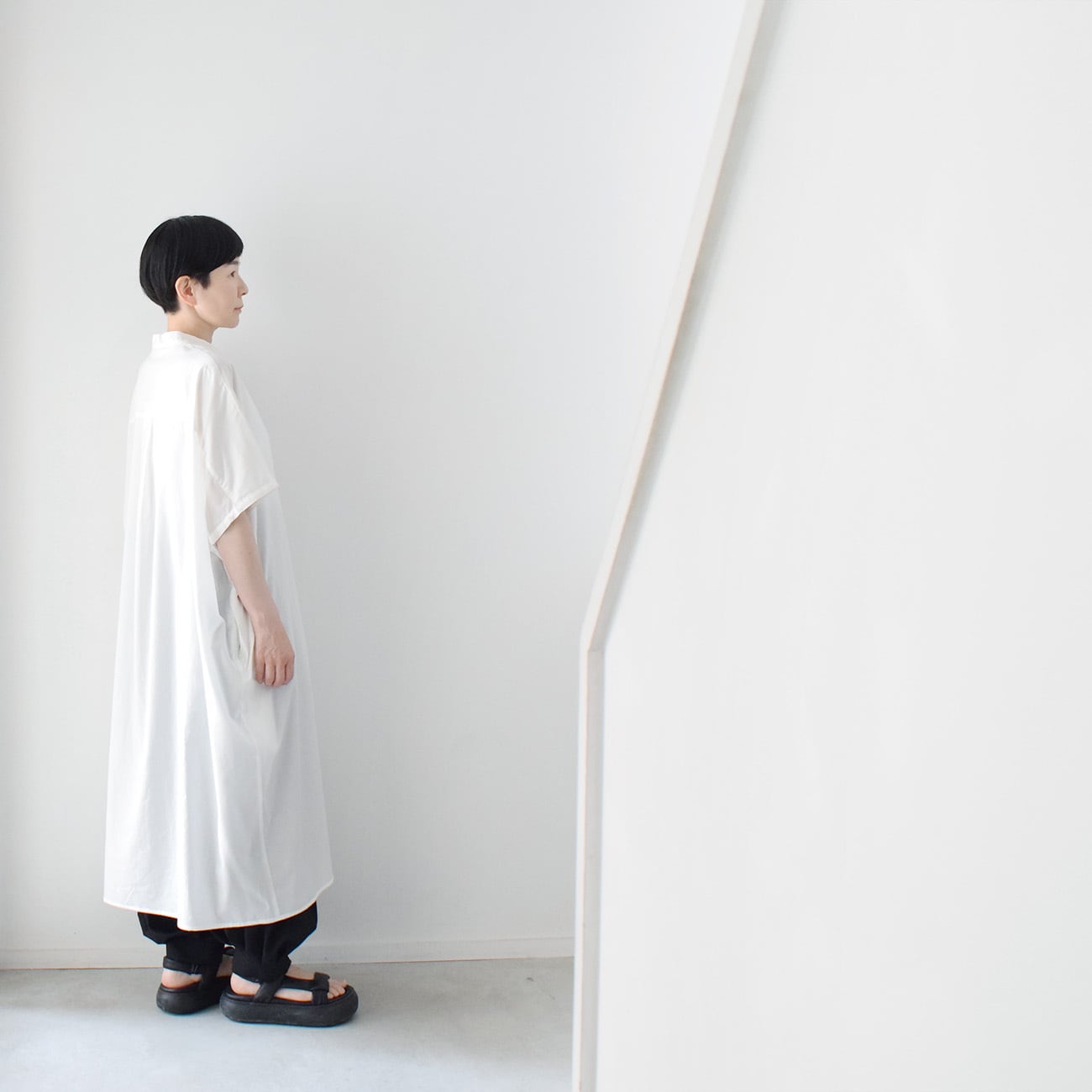コットン100％ 半袖シャツワンピース：白［OP03SHWT］ | skep-online shop