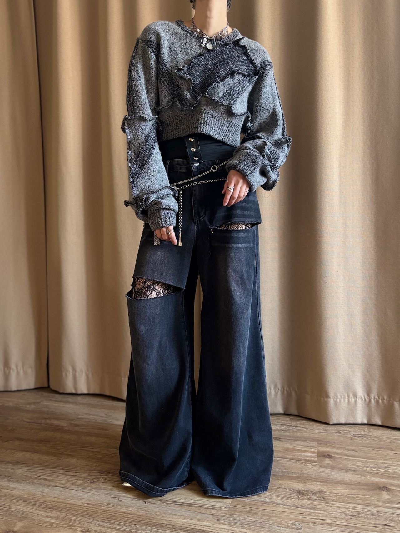 avant garde gray color remake knit-5128-1