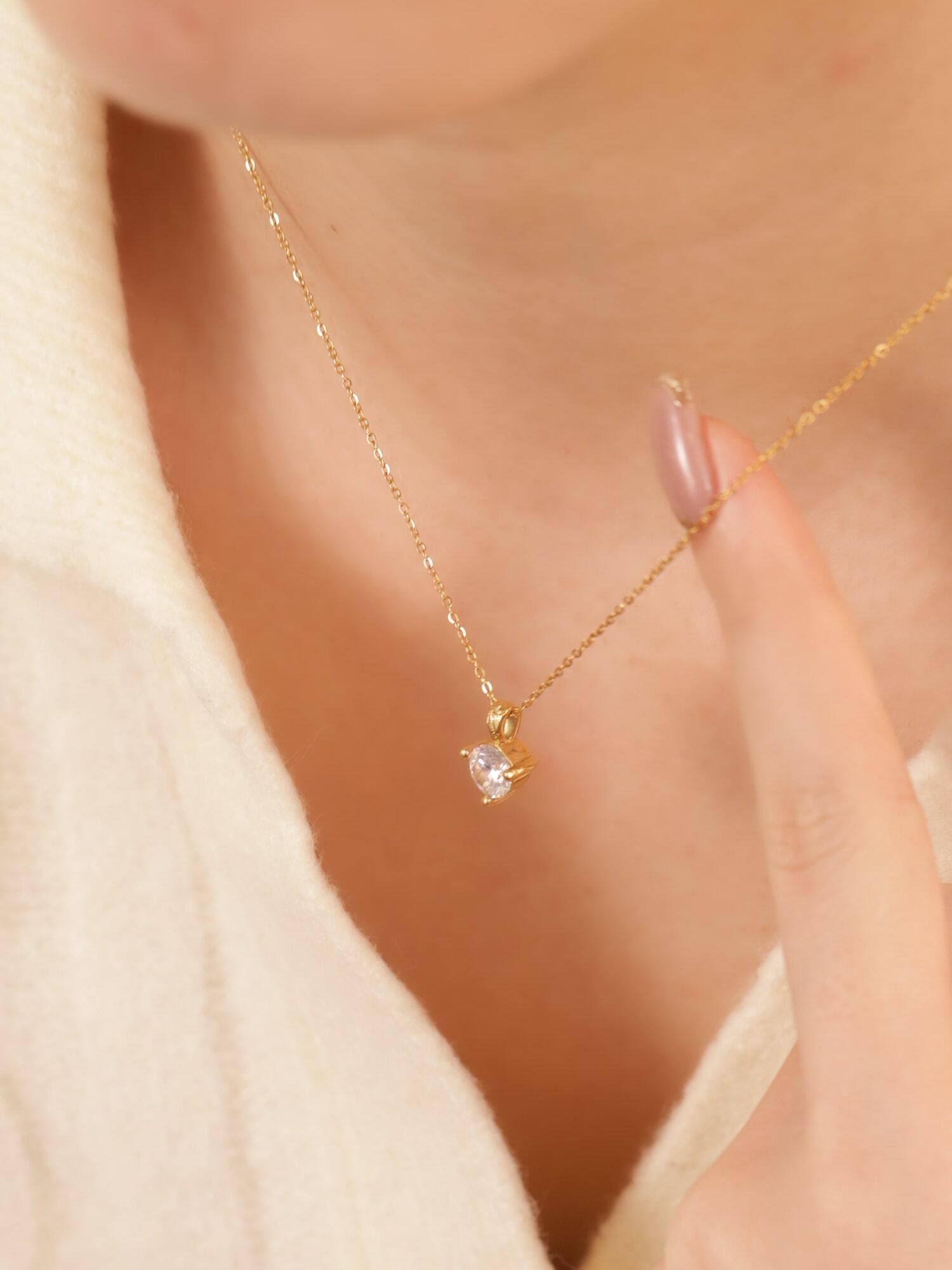 316L simple zirconia necklace #n83 | rani