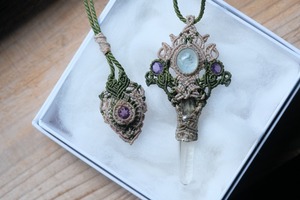 *決意*アクアマリン&カットアメジスト&水晶