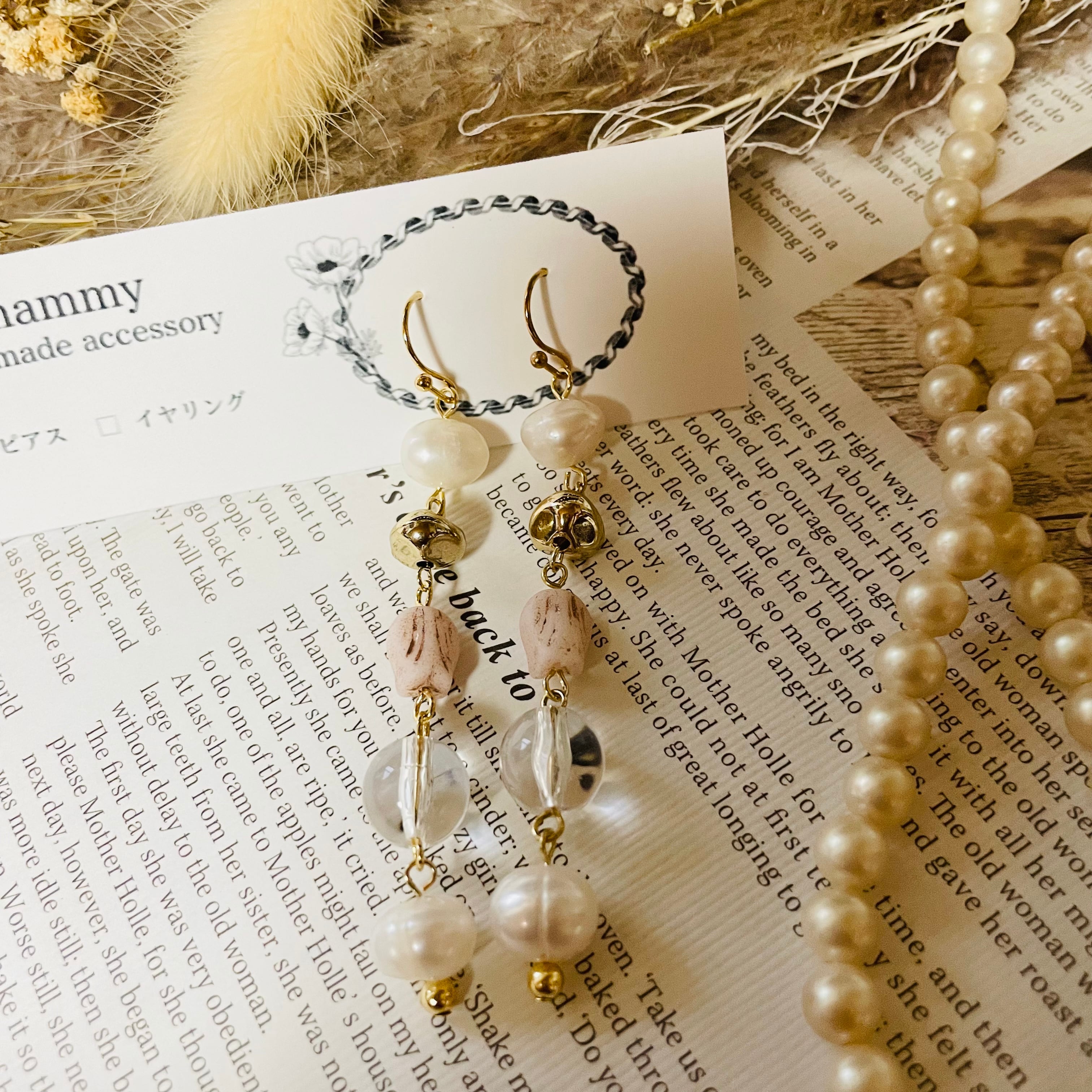 淡水パールとチェコビーズのハンドメイドパーツ