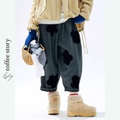 大きなお花が咲くレトロチェック・キャロットパンツ 《i0806》