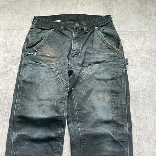 USA生地製 ブラック ダブルニー Carhartt EB136 BLK w30 詳細写真4