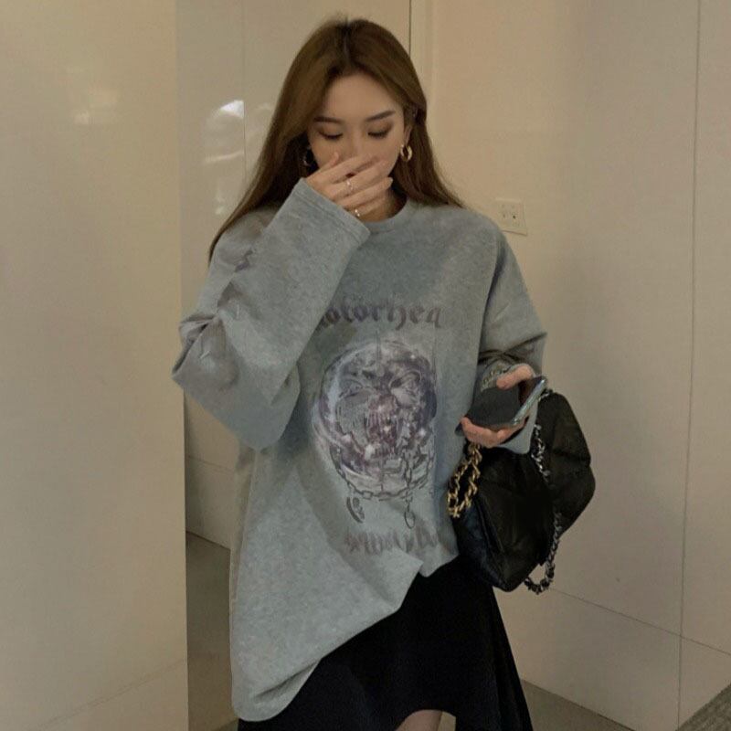 スプリングルーズTシャツ シャツ 薄手ラウンドネックトップス ロング 春物 Oネック YY-ファッション4669488899