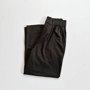Cotton linen straight pants (black)