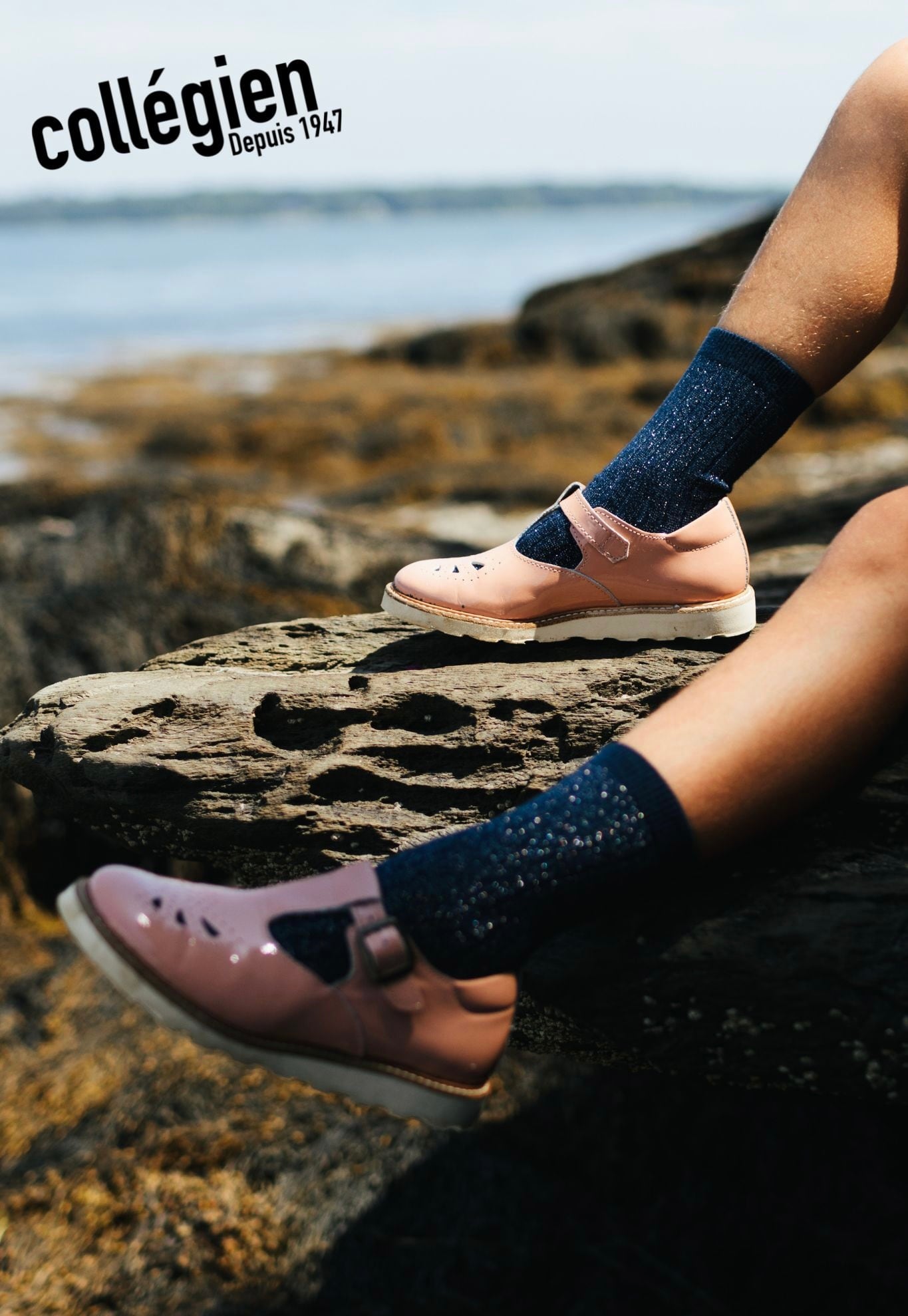 即納【collegien(コレジアン) Victoire -Glitter Ribbed Crew Socks