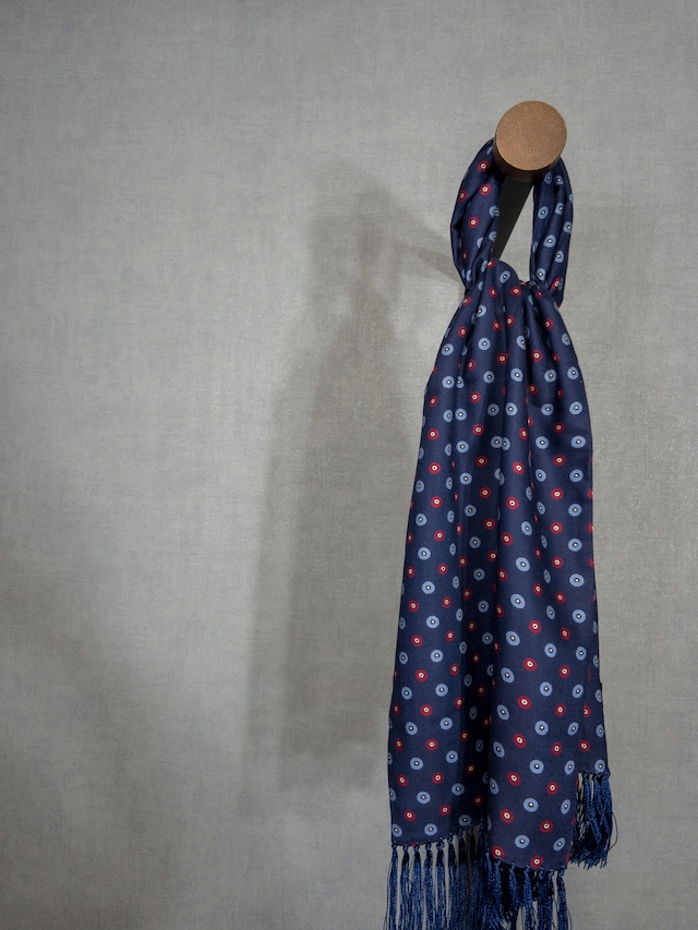 TOOTAL Old Vintage Scarf, Navy × Red, Made In England!!