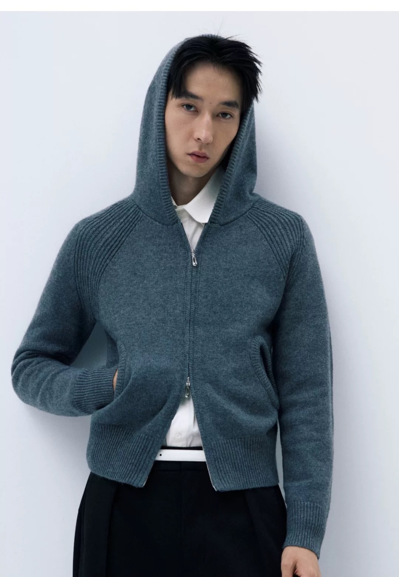 NORYBRAND Wool Hoodie Zip Sweater